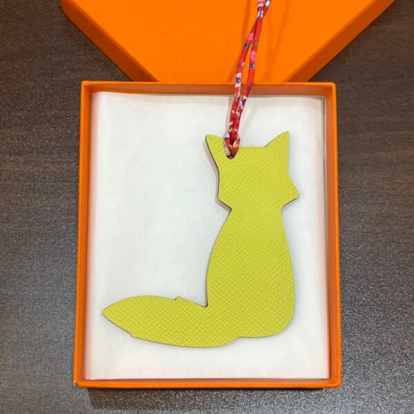 Full Handmade 187 Factory Fox Bag Charm Lime Epsom & Togo Rouge Casaque