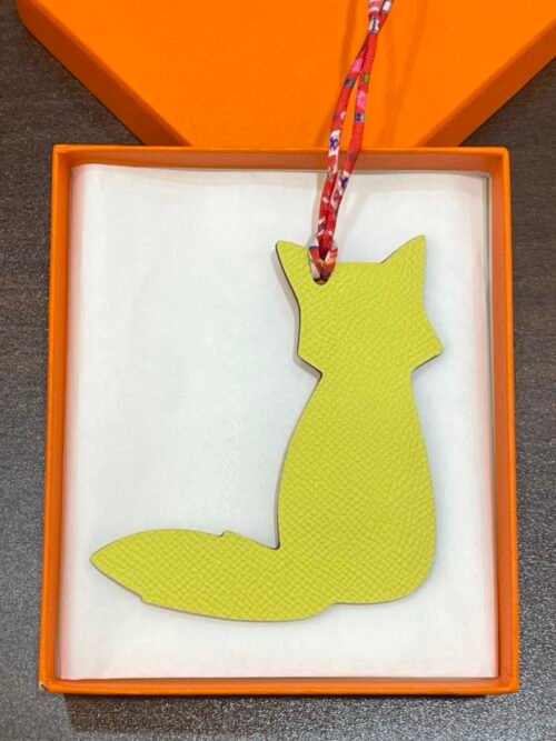 Full Handmade 187 Factory Fox Bag Charm Lime Epsom & Togo Rouge Casaque