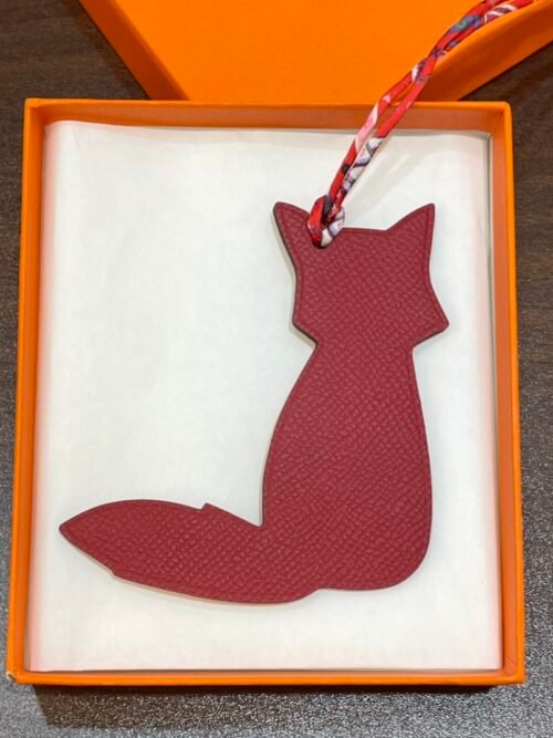187 Factory Bag Charm Rouge Casaque Epsom & Togo Leather Orange Fox Charm