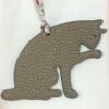 187 Factory Bag Charm Images Togo Gris Tourterelle & Epsom Vert Criquet Cat Charm