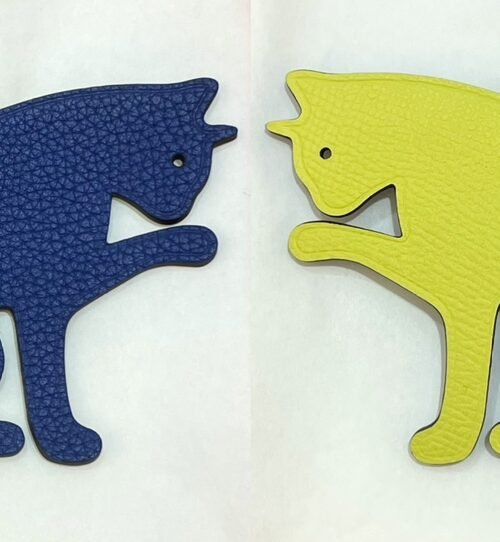187 Factory Cat Charm Images Blue Electric Togo & Lime Epsom Leather