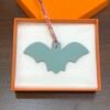 187 Factory Bat Charm Orange Togo & Blue Atoll Epsom Leather Bag Charm