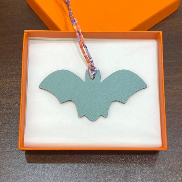 187 Factory Bat Charm Orange Togo & Blue Atoll Epsom Leather Bag Charm