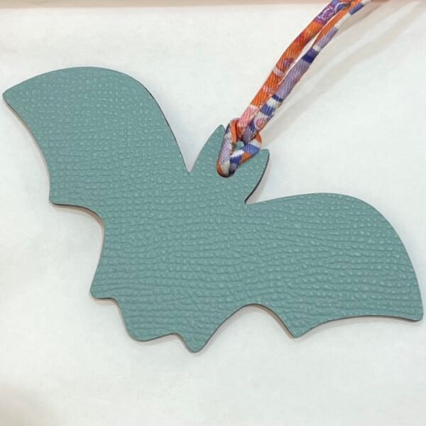 187 Factory Bat Charm Orange Togo & Blue Atoll Epsom Leather Bag Charm