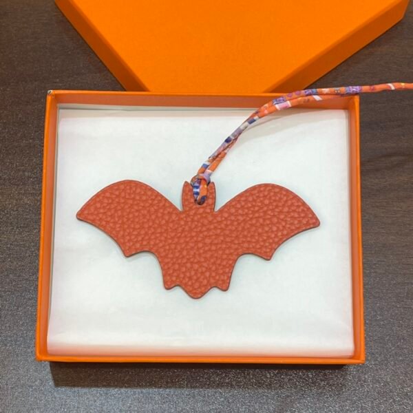 187 Factory Bat Charm Orange Togo & Blue Atoll Epsom Leather Bag Charm