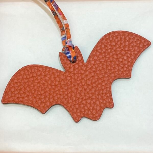 187 Factory Bat Charm Orange Togo & Blue Atoll Epsom Leather Bag Charm