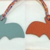 187 Factory Bat Charm Orange Togo & Blue Atoll Epsom Leather Bag Charm