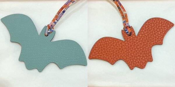 187 Factory Bat Charm Orange Togo & Blue Atoll Epsom Leather Bag Charm