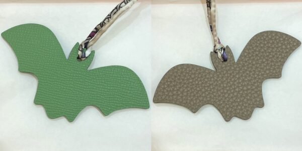 Hong Kong 187 Factory Vert Criquet Epsom / Togo Gris Tourterelle Bat Charm