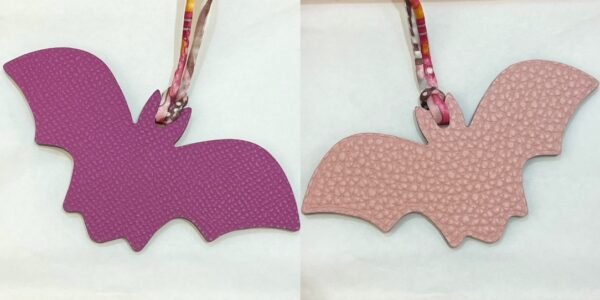 UK London 187 Factory Rose Purple Epsom / Rose Sakura Togo Leather Bat Bag Charm