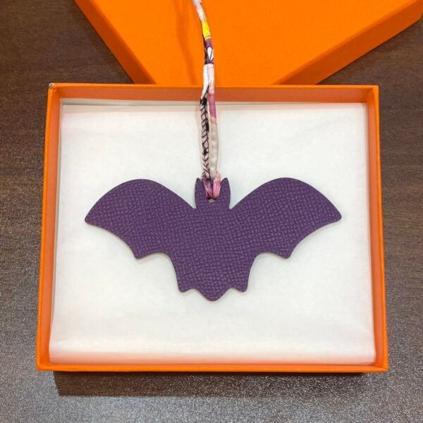 Taiwan 187 Factory Violet Epsom Leather / Gold Togo Leather Bat Charm