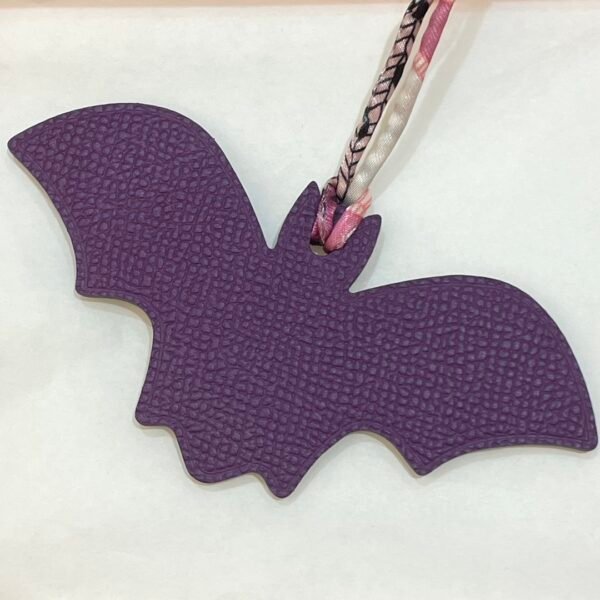 Taiwan 187 Factory Violet Epsom Leather / Gold Togo Leather Bat Charm