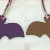 Taiwan 187 Factory Violet Epsom Leather / Gold Togo Leather Bat Charm
