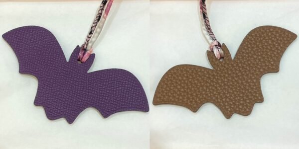 Taiwan 187 Factory Violet Epsom Leather / Gold Togo Leather Bat Charm