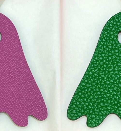 Full Handmade 187 Factory Witch Bag Charm Epsom Rose Purple / Togo Vert Bamboo