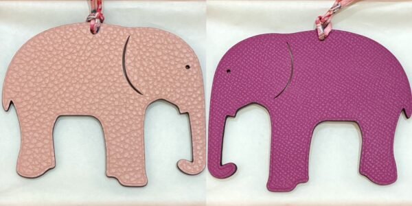 187 Factory Bag Charm Images Epsom Rose Sakura / Togo Rose Purple Elephant Charm