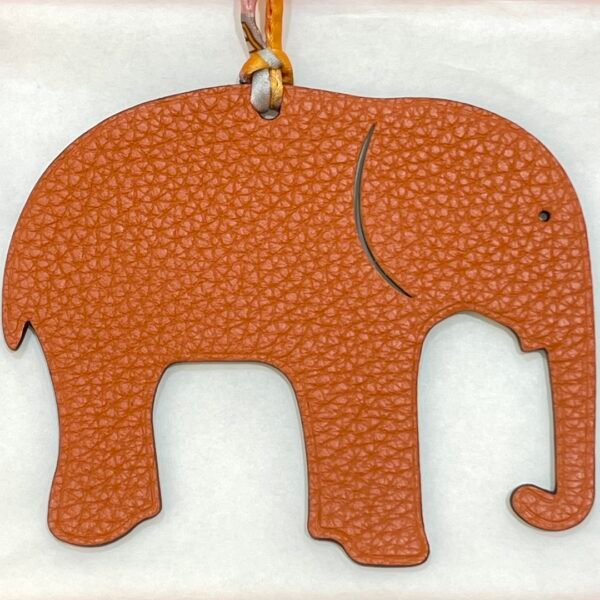 Saudi Arabia Riyadh 187 Factory Elephant Bag Charm Orange Togo / Etoupe Epsom Leather