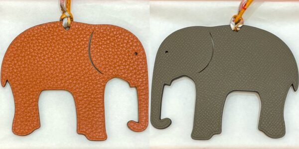 Saudi Arabia Riyadh 187 Factory Elephant Bag Charm Orange Togo / Etoupe Epsom Leather