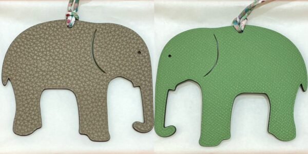 187 Factory Vert Criquet Epsom / Gris Tourterelle Togo Elephant Charm Images