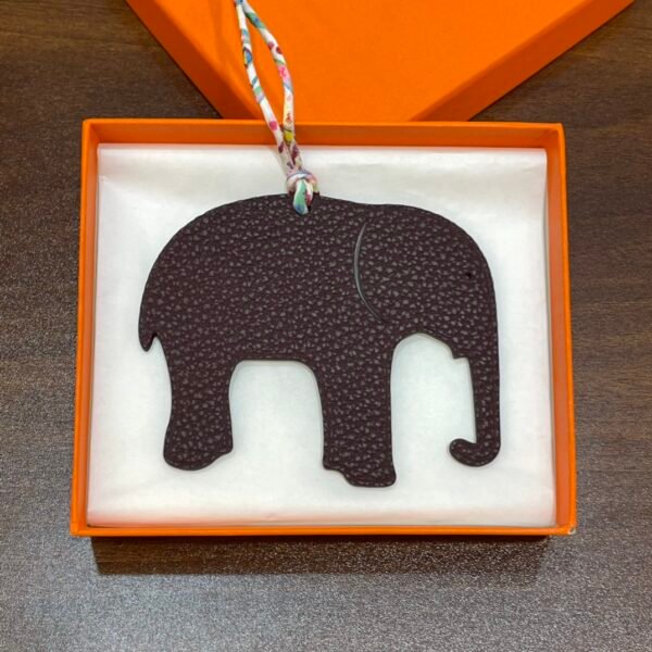 Full Handmade 187 Factory Elephant Bag Charm Epsom Blue Atoll / Togo Dark Coffee