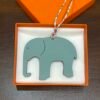 Full Handmade 187 Factory Elephant Bag Charm Epsom Blue Atoll / Togo Dark Coffee