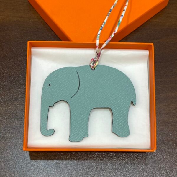 Full Handmade 187 Factory Elephant Bag Charm Epsom Blue Atoll / Togo Dark Coffee