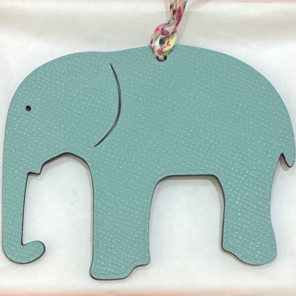 Full Handmade 187 Factory Elephant Bag Charm Epsom Blue Atoll / Togo Dark Coffee