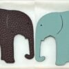 Full Handmade 187 Factory Elephant Bag Charm Epsom Blue Atoll / Togo Dark Coffee