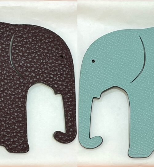 Full Handmade 187 Factory Elephant Bag Charm Epsom Blue Atoll / Togo Dark Coffee