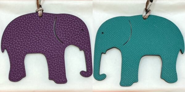 Hong Kong 187 Factory Elephant Charm Epsom Blue Paon / Togo Violet