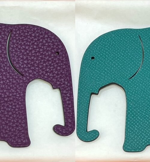 Hong Kong 187 Factory Elephant Charm Epsom Blue Paon / Togo Violet
