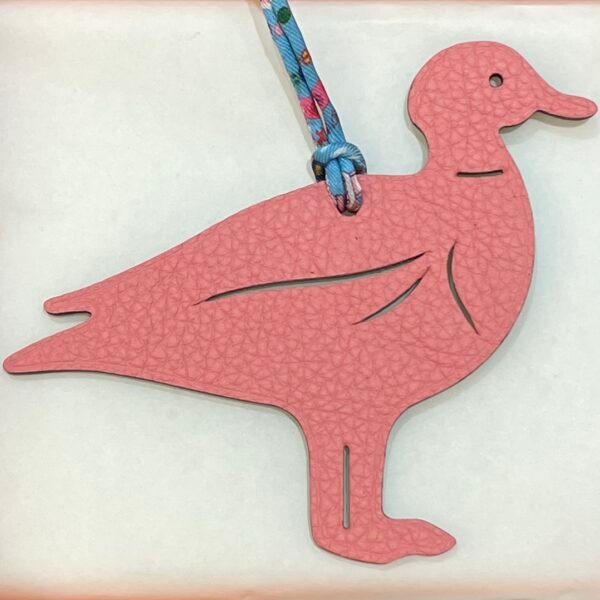 187 Factory Pigeon Bag Charm Epsom Blue Atoll / Togo Flamingo