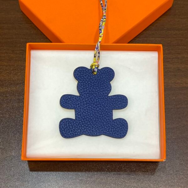 Hong Kong 187 Factory Epsom Leather Lime / Togo Leather Blue Saphir Bear Bag Charm