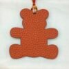 UK London 187 Factory Bear Charm Epsom Leather Etoupe Grey / Togo Leather Orange