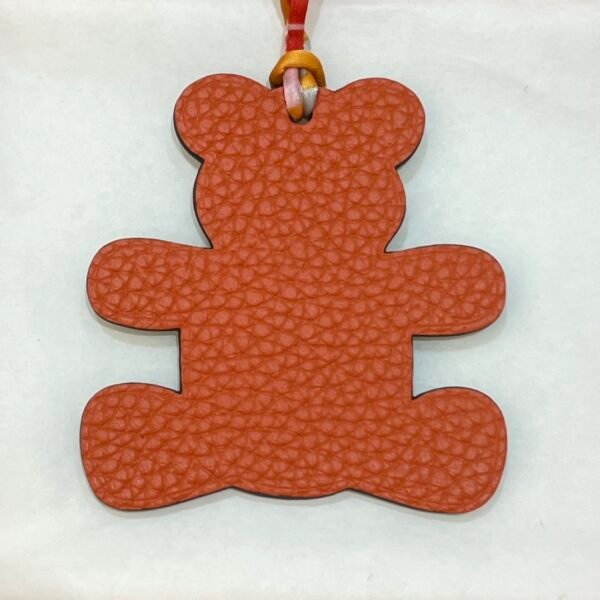 UK London 187 Factory Bear Charm Epsom Leather Etoupe Grey / Togo Leather Orange