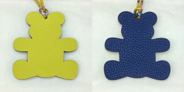 Hong Kong 187 Factory Epsom Leather Lime / Togo Leather Blue Saphir Bear Bag Charm