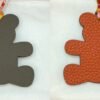UK London 187 Factory Bear Charm Epsom Leather Etoupe Grey / Togo Leather Orange