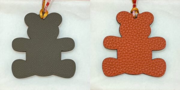 UK London 187 Factory Bear Charm Epsom Leather Etoupe Grey / Togo Leather Orange