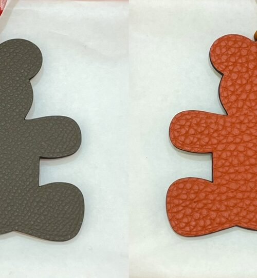 UK London 187 Factory Bear Charm Epsom Leather Etoupe Grey / Togo Leather Orange