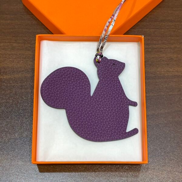 187 Factory Bag Charm Images Togo Leather Violet / Epsom Leather Blue Paon Big Squirrel Charm