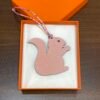 UK London 187 Factory Small Squirrel Charm Togo Rose Eglantine / Epsom Violet