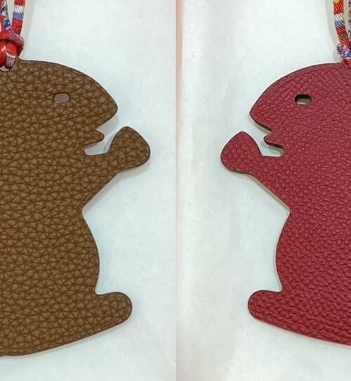 Handmade 187 Factory Gold Togo Leather / Rouge Casaque Epsom Small Squirrel Charm