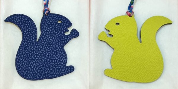 187 Factory Bag Charm Images Togo Blue Saphir / Epsom Lime Small Squirrel Charm