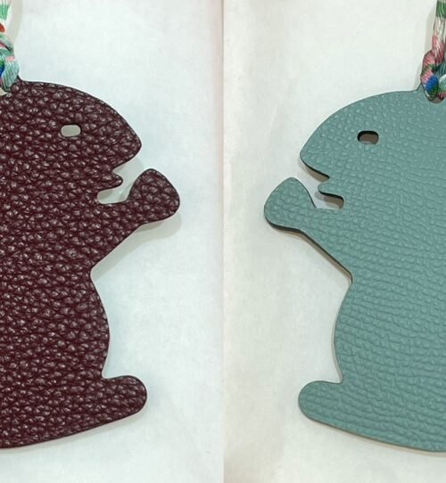 187 Factory Small Squirrel Charm Price Togo Leather Dark Coffee / Epsom Blue Attol