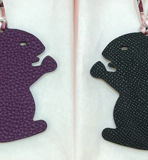Canada Toront 187 Factory Small Squirrel Charm Violet Togo Leather / Noir Epsom Leather