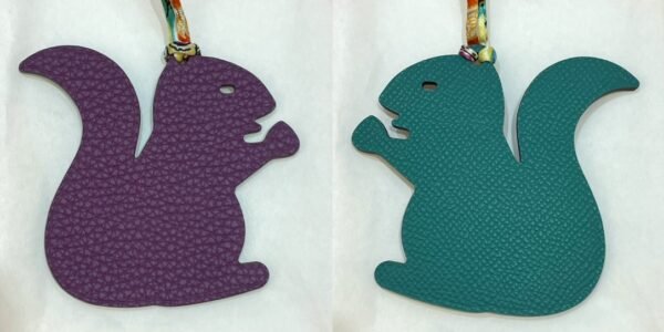 187 Factory Small Squirrel Bag Charm Togo Violet / Epsom Malachite