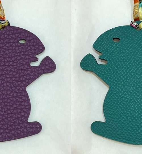 187 Factory Small Squirrel Bag Charm Togo Violet / Epsom Malachite