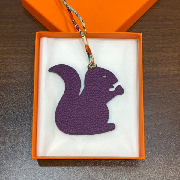 187 Factory Small Squirrel Bag Charm Togo Violet / Epsom Malachite