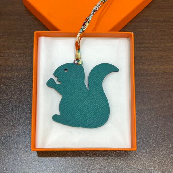 187 Factory Small Squirrel Bag Charm Togo Violet / Epsom Malachite