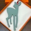 187 Factory Bag Charm Images Blue Atoll Epsom / Dark Coffee Togo Deer Charm